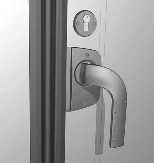 Låser 1.3.2.1 Stanglås Standard stanglås har et innvendig håndtak og kan låses porten uten bruk av nøkkel.