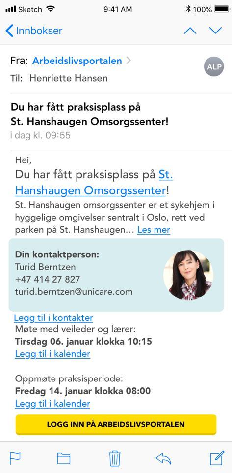 Student får beskjed