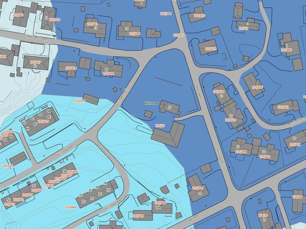 9 Løsmassekart hentet fra NGU Bergrunnskartet viser at det aktuelle området er delt i to fra nord til sør med tanke på grunnforhold.