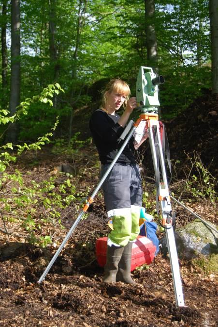 For utsetting av koordinatsystemet og innmåling av strukturer ble det brukt en Leica 1100 totalstasjon (TPS) med RCS1100 fjernstyring ved innmåling på den enkelte lokalitet.