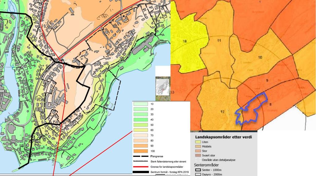 Landskapsverdiar- visuelle samanhengar til fjordlandskapet Delområde 8 Solstrand - Moldegård. (Landskapsanalyse i Os kommune): Stor verdi : velhaldne og intakte kulturmiljøet og kulturlandskapet.