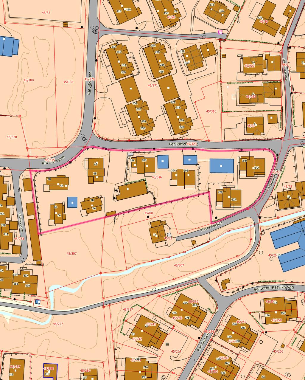 KARTUTSNITT Eiendom: Gnr: 45 Bnr: 316 Fnr: 0 Snr: 8 Adresse: Ålesund kommune Annen info: Per Ratviks veg 18A 6015