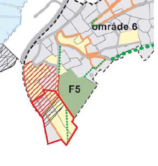 Figur 5.8 Utsnitt fra temakart Fortetting Villa- og sentrumsnære områder fra Søreide Arealanalyse og Tettstedsutvikling. Rød linje viser planområdets plassering og avgrensing.