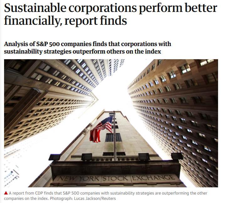 Bærekraftige selskaper er mer lønnsomme Selskaper med sterk fokus på etikk og bærekraft presterer bedre