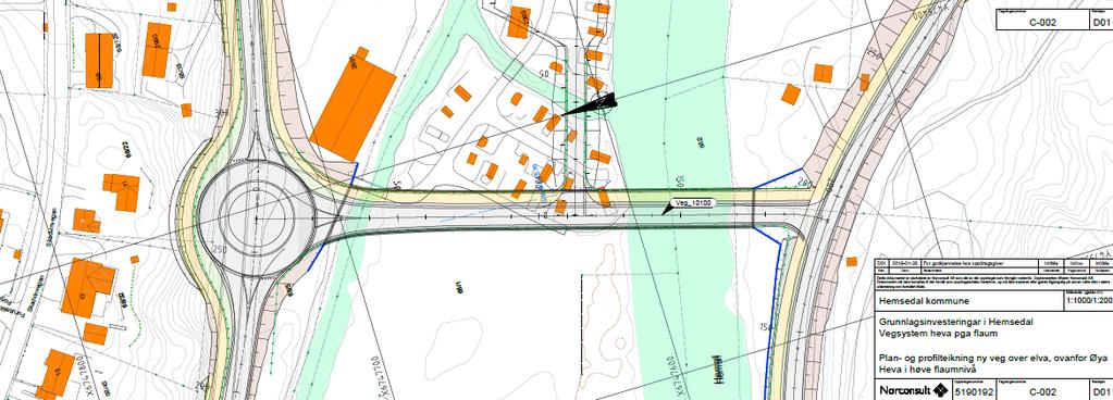 8 Tiltak nr. 7 - Ny veg RV52 Lauparvegen inkl. rundkjøring, bru, veger 8.1 Beskrivelse av tiltak Tiltaket består av ny veiforbindelse mellom RV52 og Lauparvegen.