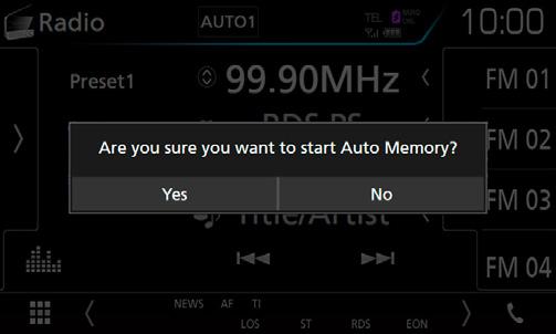Bruk av minnet ÑÑAutominne Du kan lagre stasjoner med godt mottakssignal automatisk i minnet. 1 Trykk tast for ønsket bånd.