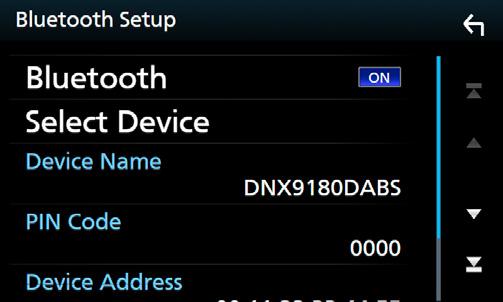 Bluetooth-styring ÑÑKoble til Bluetooth-enheten 1 Trykk på [Select Device] på skjermbildet for Bluetooth SETUP.