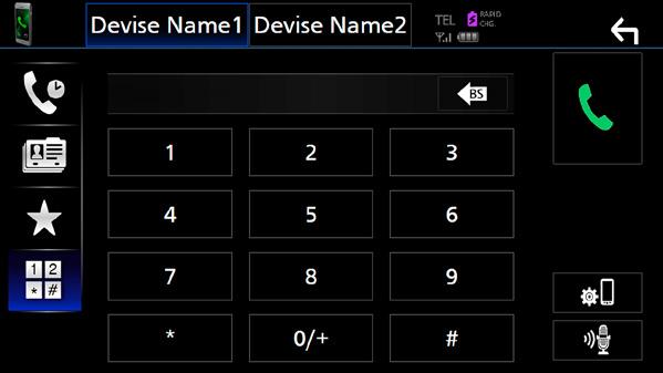 Bluetooth-styring 4 Velg anropsmetode. Foreta anrop ved å taste inn telefonnummer 1 Trykk på [ ]. 2 Tast inn et telefonnummer med de numeriske tastene.