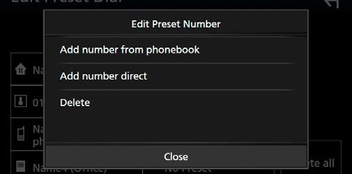 ÑÑTelefonbokoverføring Du kan overføre telefonbokens data til Bluetooth-smarttelefonen ved hjelp av PBAP. 1 Trykk på [ ]. 2 Trykk på [ ].