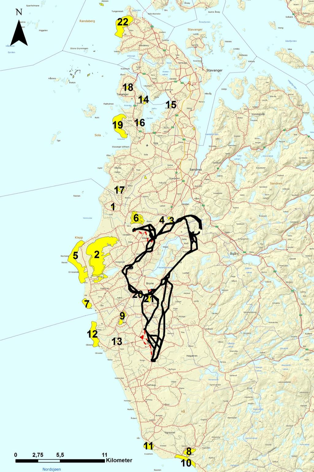 Alle lokalitetene som inngår i Jæren våtmarksystem er verna etter naturmangfoldloven, og omfatter innsjøer, myrer og gruntvannområder i sjø. Figur 6.