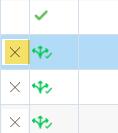 2. Hvis du vil slette flere rader samtidig, velg radene ved å klikke på dem mens du holder ned tastene CTRL eller SHIFT, eller bruk symbolet Velg alle og symbolet Slett markerte rader.