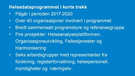 Helsedataprogrammet Utklipp fra Direktoratet for e-helse sin brosjyre