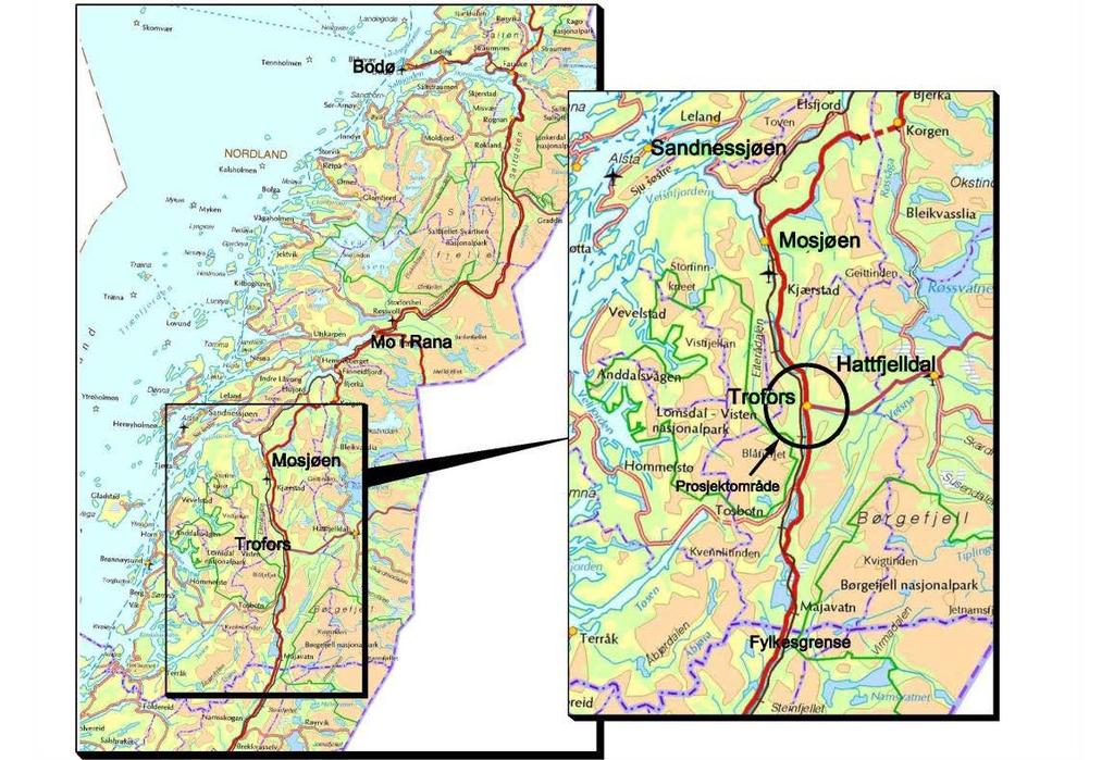Innledning Det er utarbeidet en utbyggingspakke for E6 Helgeland, der det er lokal tilslutning til delvis bompengefinansiering fra tre av fire berørte kommuner, samt Nordland fylkeskommune.