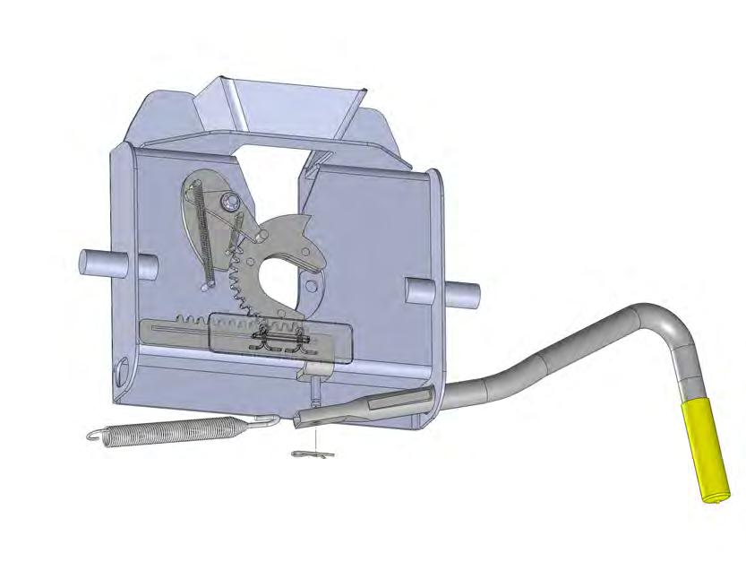 Grip the body of the spring and stretch it far enough over the opposite pin (welded to the plate) and push it down past the groove. 6.