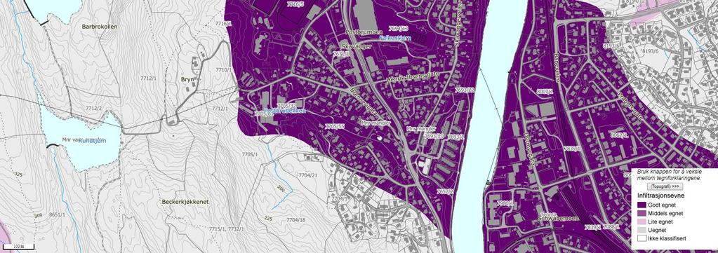 Mot vest er det tynt løsmassedekke/fjell i dagen. Løsmassemektigheten øker mot øst. Det antas inntil 20m løsmasse på østre del av tomten. Ifølge NGU består løsmassene av breelvavsetning.