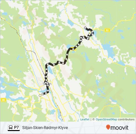 Retning: Skien Terminal - Siljan 29 stopp VIS LINJERUTETABELL Mo ata Telemarksvegen, Porsgrunn/Skien Sykehuset Skien Ulefossvegen Herkules Dag Eilivssons gate 6, Porsgrunn/Skien P7 buss Rutetabell