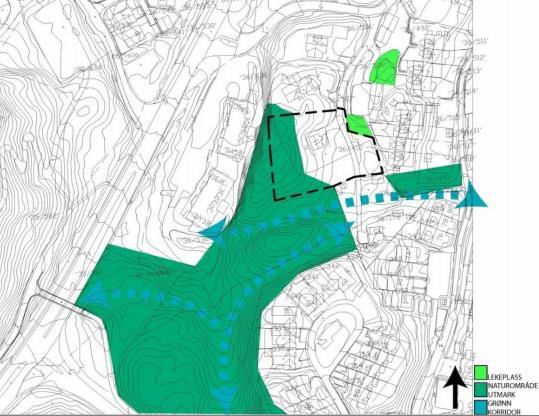 Figur 1. Gjeldende reguleringsplan: Hovedformål enebolig. Figur 2. Forslag til mindre endring: Hovedformål konsentrert småhusbebyggelse.