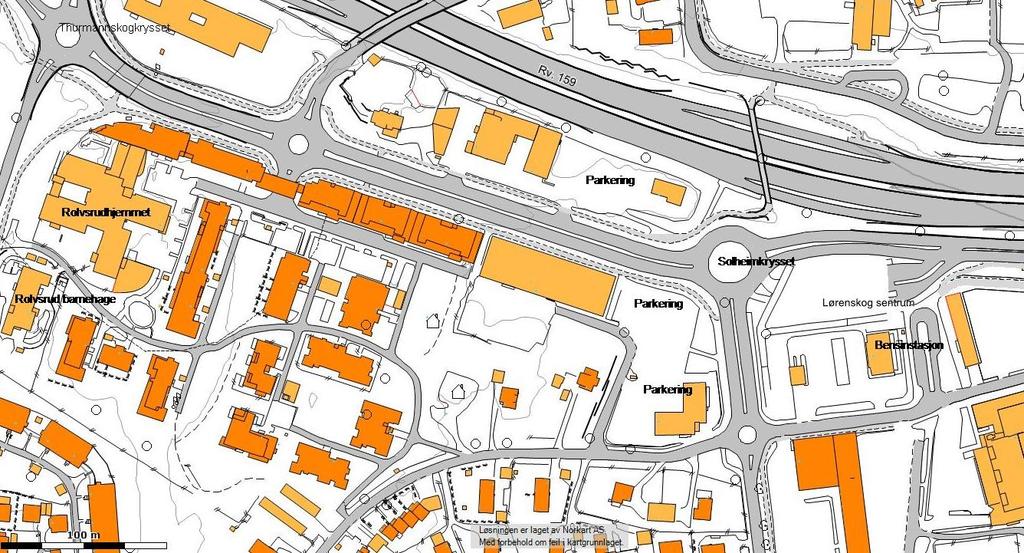 Lørenskog sentrum vest Trafikkanalyse Side 7 Planområdet nord for Solheimveien har adkomst fra Solheimveien, mens planområdet sør