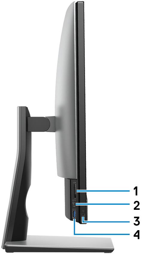 Venstre 1 SD-kortspor Leser fra og skriver til SD-kortet. 2 USB 3.1 Gen 1 (type-c)-port Koble til eksterne lagringsenheter. Gir dataoverføringshastigheter på opptil 5 Gb/s.