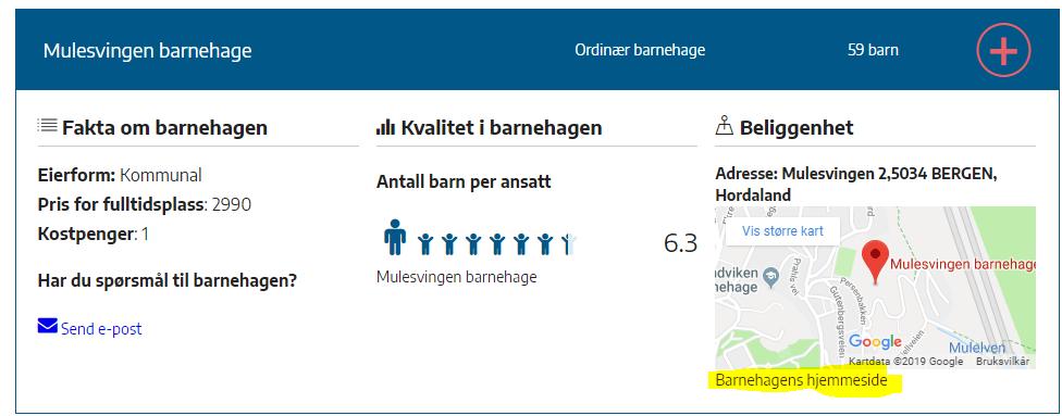 Klikk på Du må velge en oppstartsmåned før du kommer inn i barnehageoversikten. Når du har funnet din barnehagen klikker du på navnet for å åpne opplysninger om barnehagen.