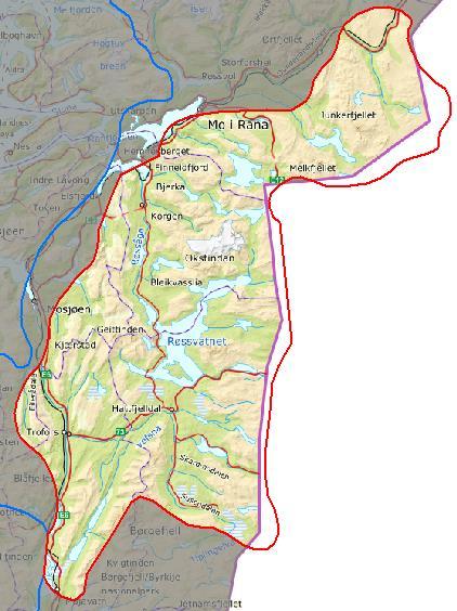 Aktuelle landskapsregioner er primært Innlandsbygdene i Nordland, Lågfjellet i Nordland og Troms og Høgfjellet i Nordland og Troms.