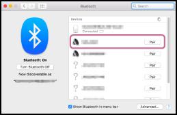 Hvis enheten er i nærheten og BLUETOOTH-funksjonen er på, vil BLUETOOTH-tilkoblingen opprettes automatisk, og (BLUETOOTH)-indikatoren vil fortsette å lyse.