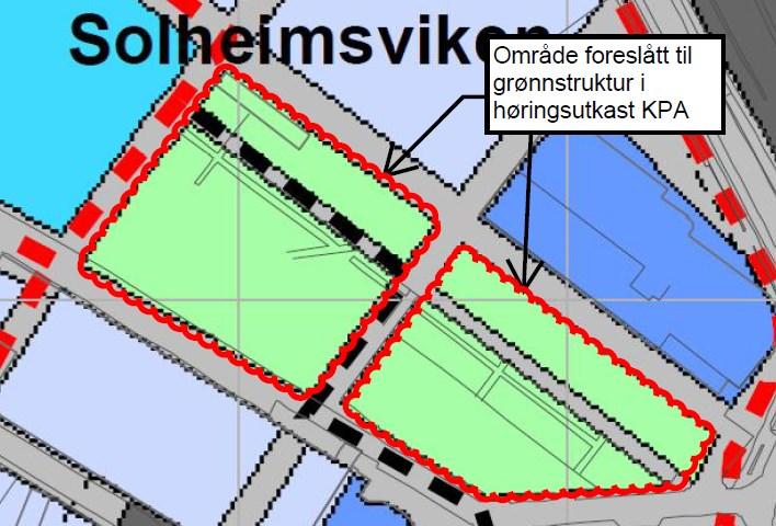 Utsnitt fra gjeldende KPA Flyfoto fra 1951, utsnitt fra Bergenskart I gjeldende kommunedelplan for Puddefjorden Damsgårdssundet (plannr.