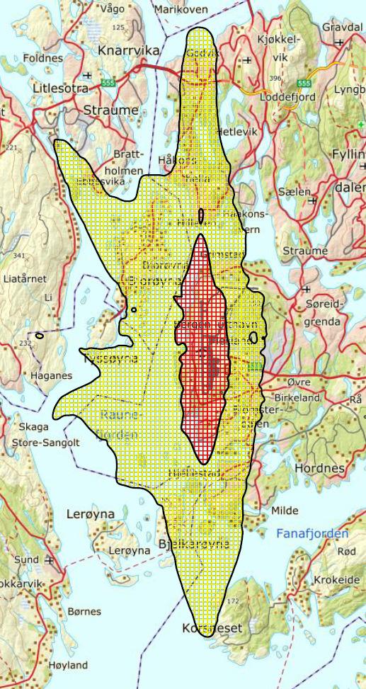 Figur 5 Flystøysonekart for perioden 2017-2028