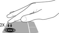 (5) Høyre styreputeknapp Fungerer på samme måte som høyre knapp på en ekstern mus. Hvis du vil flytte pekeren, fører du en finger over styreputen i den retningen du vil bevege pekeren.