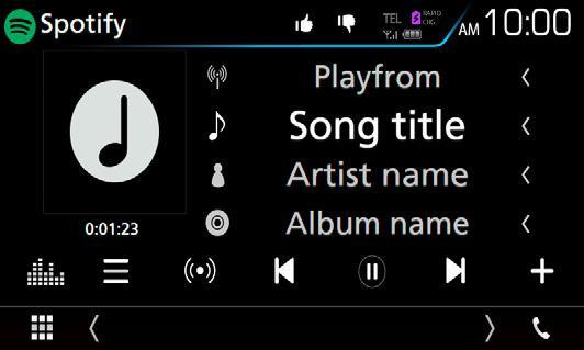 APPS Android Auto /Apple CarPlay Bruke Spotify Du kan lytte til Spotify på denne enheten ved å styre applikasjonen som er installert på din iphone eller Android.