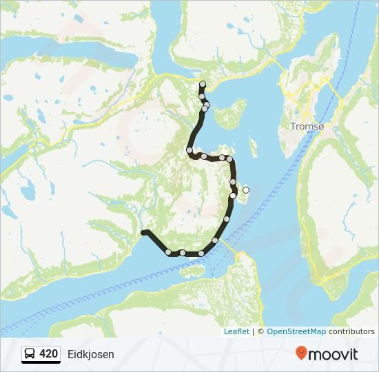 Retning: Eidkjosen 17 stopp VIS LINJERUTETABELL 420 buss Rutetabell Eidkjosen Rutetidtabell Mandag Nordgården Straumsvegen 1838, Norway Isbergan Rya Straumsvegen 1567, Norway Tirsdag 18:13 Onsdag