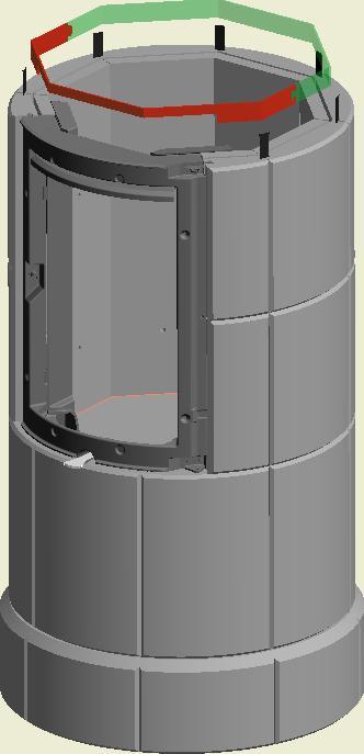 25-cm-tetteskinner, ned i vertikale spor mellom steiner. Fig. 8 5.