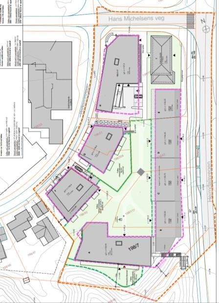 Parkering for bebyggelsen etableres i parkeringskjeller.