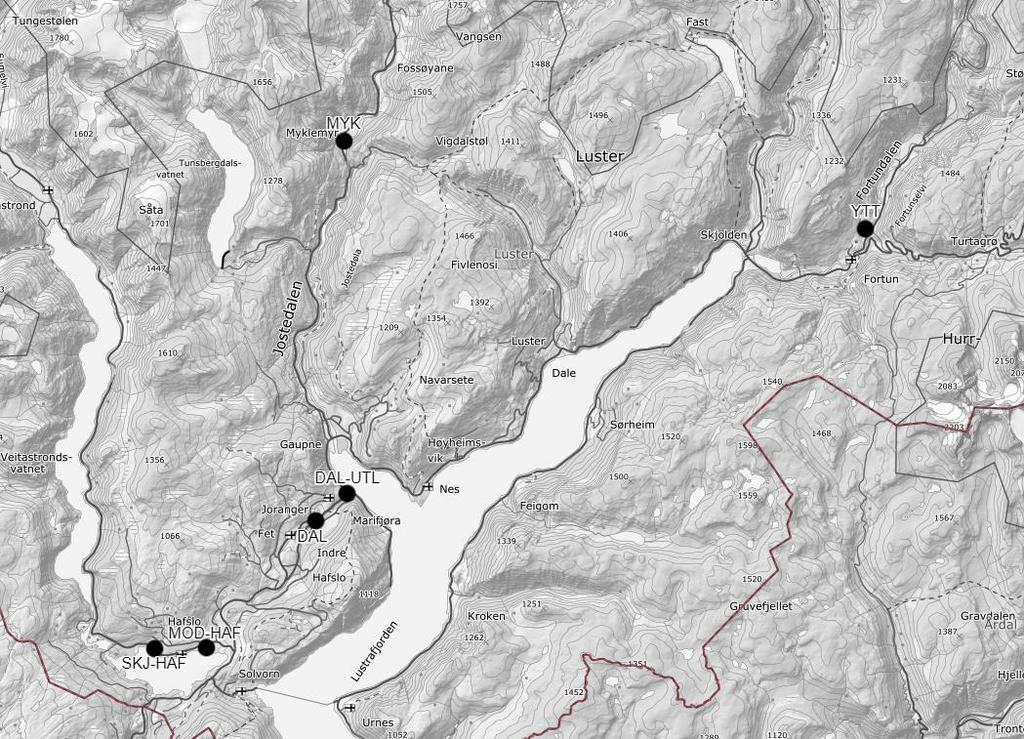 3 Resultat 3.1 Luster kommune Det er tatt prøver fra seks stasjoner i Luster kommune (figur 2). Yttrisgrovi er den østligste stasjonen og er sideelv til Fortunselva.