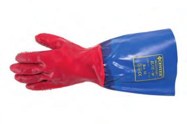 HANSKE 15L-U/FOR-LANG 0-6-151 Hanske i heldyppete PVC. Leveres med "Fish Grip". Sanitets-behandlet for å unngå bakterievekst. Ekstra lang mansjett og tynt bomullsfôr.