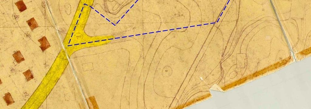 Figur 4: Utsnitt med reguleringsplan for Låby. Varslet plangrense vist med blå, stiplet strek.