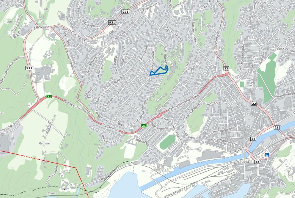 14 (41) ASPEVEIEN 1A 5. EKSISTERENDE FORHOLD I dette kapitlet er planområdet beskrevet, uavhengig av det planlagte tiltaket. 5.1 Beliggenhet Planområdet ligger ved Aspeveien i Halden kommune.