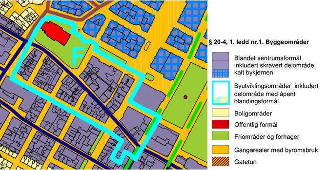 5 Utsnitt av kommunedelplan for sentrum som viser arealbruk (plankart 4 av 4). 5.