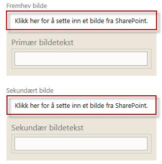 For å legge inn bilde i artikkel/nyhet klikker du i dialogboksen til venstre for tekstfeltene.