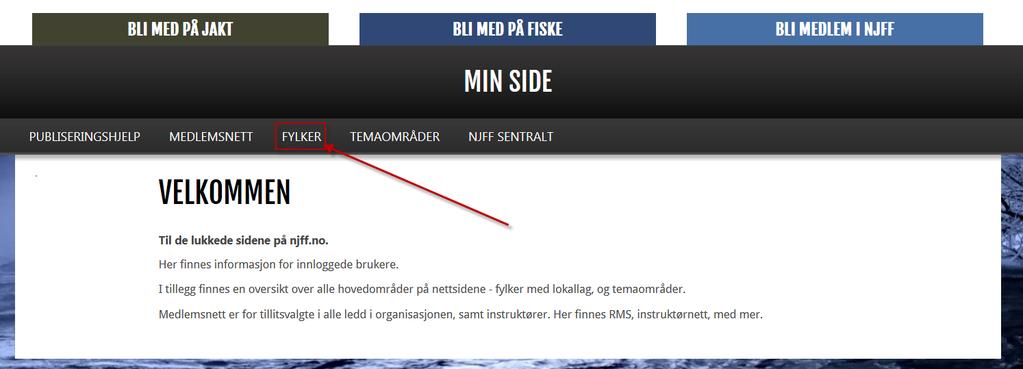 Det gjøres på følgende måte: Naviger til www.njff.no Trykk på Min Side. Skriv inn medlemsnummer og passord.