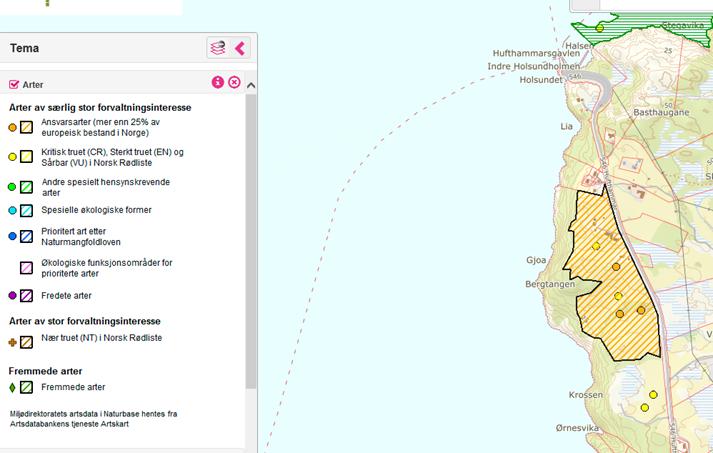 Utklipp miljøstatus Nærområdet og ein mindre del av planområdet i nord ber preg av fulldyrka jord, overflatedyrka jord,