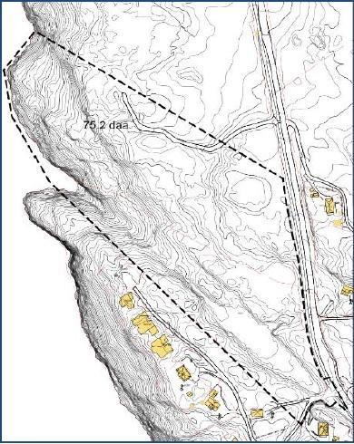 I nord fylgjer plangrensa kommuneplanen si grense for bustadbebyggelse. Delar av området i nord-vest grensar også til sjø ved Ørnesvika.