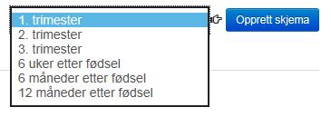 Forklaringer Bruk denne knappen når du skal opprette et nytt hovedskjema. Hovedskjema er alltid det første skjema som opprettes i forbindelse med et svangerskap, selv om pasienten er gravid.