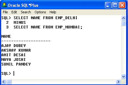 'MINUS' Clause dk fluvsdl fueufyf[kr gs % fluvsdl : <SQL QUERY _1> MINUS <SQL QUERY_2> mnkgj.k % tkwbu] lc&dosjh rfkk O;w 9.4 O;w (Views) fdlh Vscy dk fuekz.