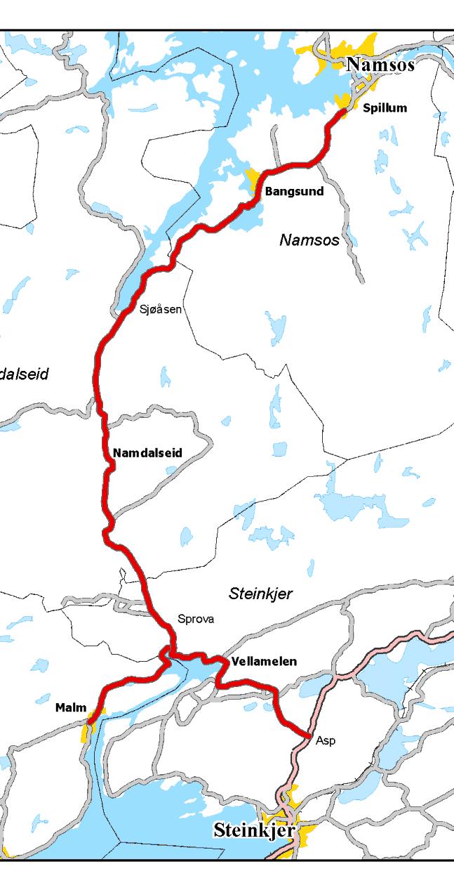 Fv. 17 Steinkjer Namsos inkludert fv.720 fra Malm til kryss med fv.