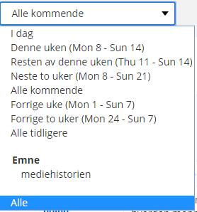 Planer er filtrert etter datoer, så det kan være at du må endre filteret for å se en spesifikk plan.