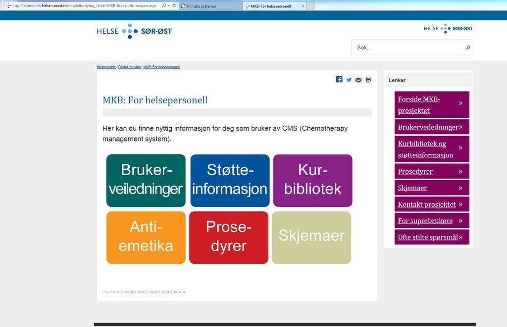 HSØ nettside http://admininfo.helse-sorost.