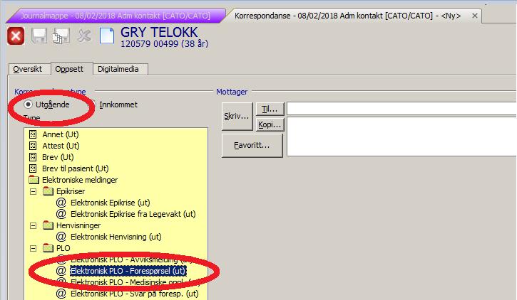 4. Her skal du først huke av for Korrespondansetype: Utgående, deretter