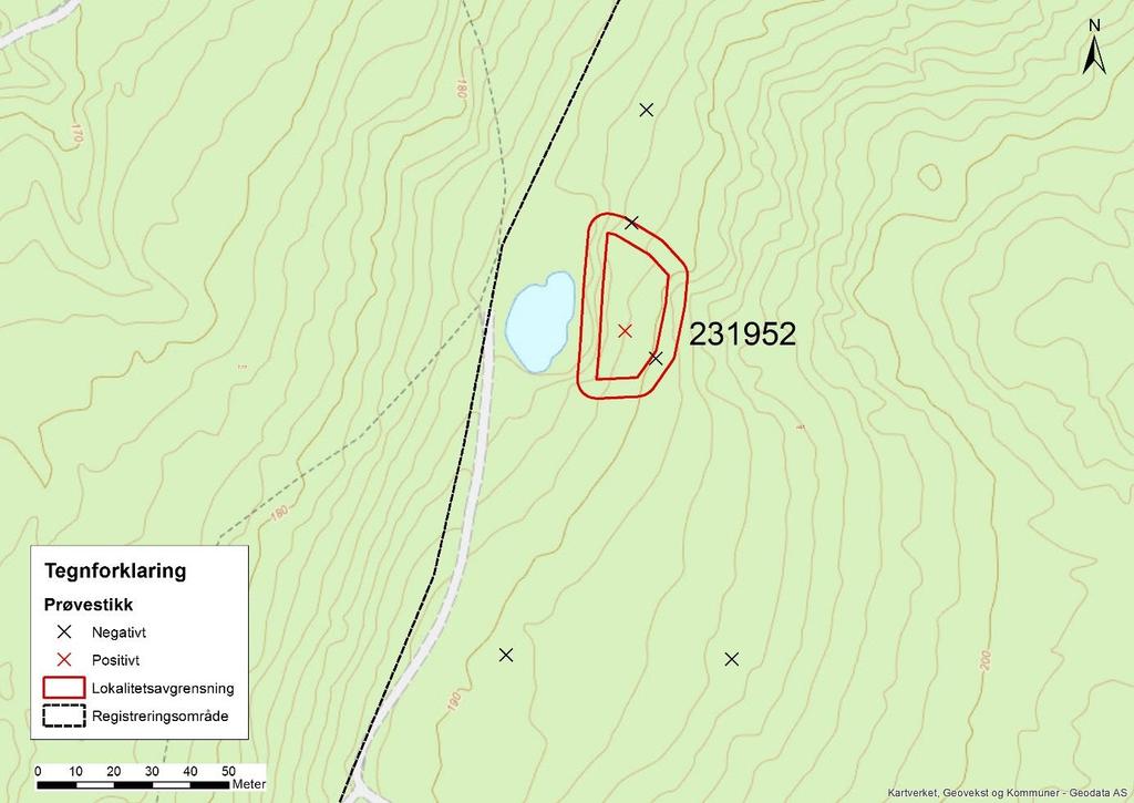 Rån å s f o s s O lb e r g 1 o g 2 o g Kr o k e n ID231952. Dyrkningsspor fra yngre jernalder på Svarstad gbnr. 118/1,5 Figur 4: Kart med oversikt over dyrkningslaget med prøvestikk.