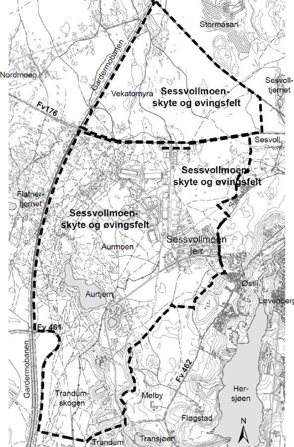 Planstatus I Ullensaker kommuneplan, vedtatt 07.09.2015, er skyte- og øvingsfeltet avsatt til forsvarsformål og deler er båndlagt til naturvernområde. Aurmoen landskapsvernområde ble opprettet 17.12.